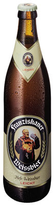 Das Bier Franziskaner Hefe-Weissbier Leicht wird hier als Produktbild gezeigt.
