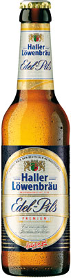 Das Bier Haller Löwenbräu Edel-Pils wird hier als Produktbild gezeigt.