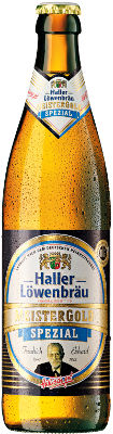 Das Bier Haller Löwenbräu Meistergold Spezial wird hier als Produktbild gezeigt.