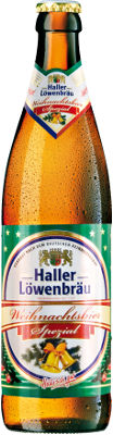 Das Bier Haller Löwenbräu Weihnachtsbier Spezial wird hier als Produktbild gezeigt.